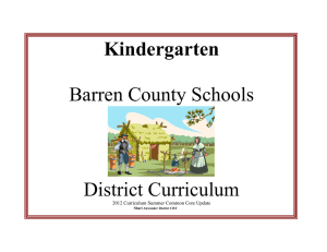 Kindergarten  Barren County Schools District Curriculum
