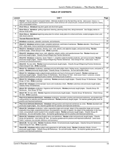 Level 4 Table of Contents — The Shurley Method