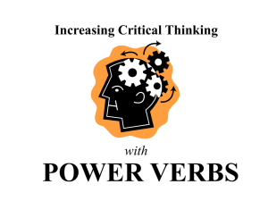 POWER VERBS Increasing Critical Thinking with