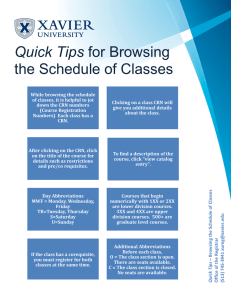Quick Tips the Schedule of Classes
