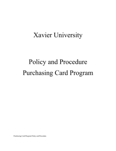Xavier University  Policy and Procedure Purchasing Card Program