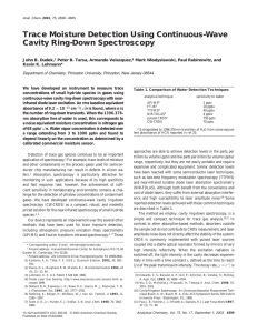 Trace Moisture Detection Using Continuous-Wave Cavity Ring-Down Spectroscopy