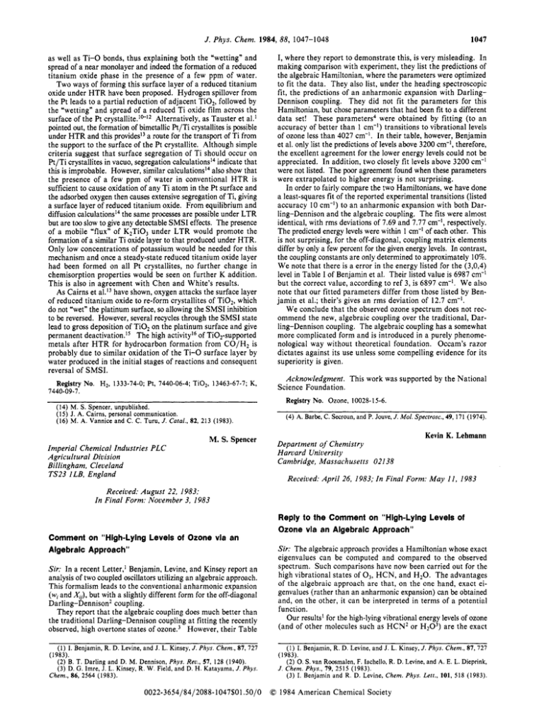 Phys. Chem. 1984,88, 1047 As Well As