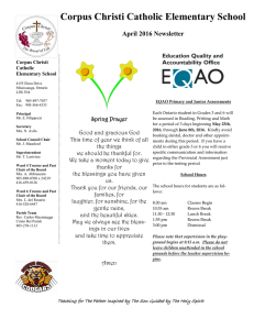 Corpus Christi Catholic Elementary School  April 2016 Newsletter Spring Prayer