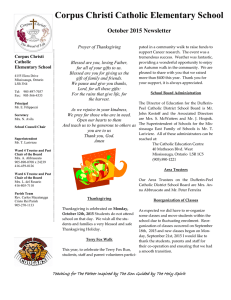 Corpus Christi Catholic Elementary School  October 2015 Newsletter Prayer of Thanksgiving