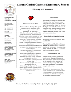 Corpus Christi Catholic Elementary School  February 2015 Newsletter Corpus Christi