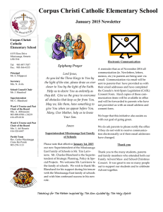 Corpus Christi Catholic Elementary School  January 2015 Newsletter Lord Jesus,