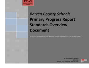 Barren County Schools Primary Progress Report Standards Overview Document