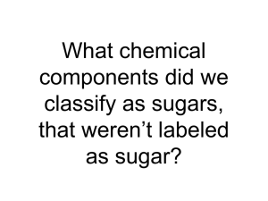 What chemical components did we classify as sugars, that weren’t labeled