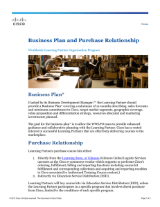 Business Plan and Purchase Relationship Business Plan*