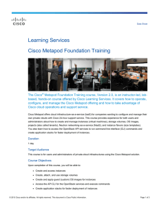 Learning Services Cisco Metapod Foundation Training