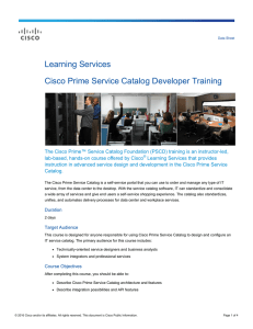 Learning Services Cisco Prime Service Catalog Developer Training