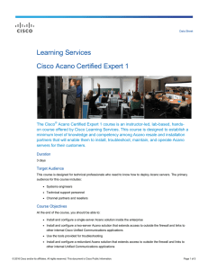 Learning Services Cisco Acano Certified Expert 1