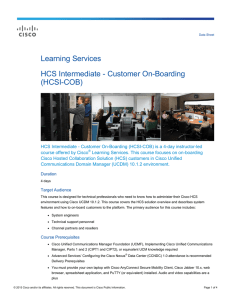 Learning Services HCS Intermediate - Customer On-Boarding (HCSI-COB)