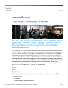 Learning Services Cisco Optical Technology Advanced
