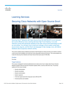 Learning Services Securing Cisco Networks with Open Source Snort