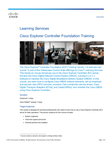 Learning Services Cisco Explorer Controller Foundation Training