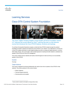 Learning Services Cisco DTA Control System Foundation