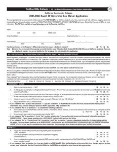 2005-2006 Board Of Governors Fee Waiver Application 49 California Community Colleges