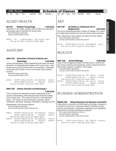 Schedule of Classes ALLIED HEALTH ART (909) 794-2161