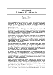 Full-Year 2015 Results Schroders plc Michael Dobson