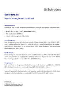 Schroders plc Interim management statement