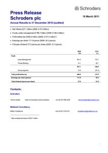 Press Release Schroders plc Annual Results to 31 December 2010 (audited)