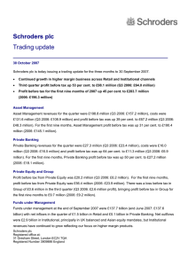 Schroders plc Trading update