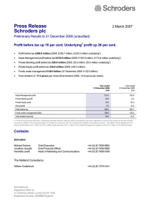 Press Release Schroders plc  2 March 2007