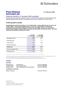 Press Release Schroders plc  21 February 2006