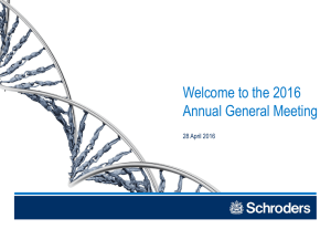 Welcome to the 2016 Annual General Meeting 28 April 2016