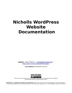 Nicholls WordPress Website Documentation Author:
