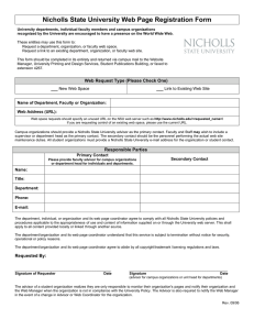 Nicholls State University Web Page Registration Form