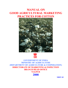 MANUAL ON GOOD AGRICULTURAL MARKETING PRACTICES FOR COTTON