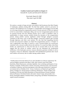 Creditor Control and Conflict in Chapter 11  Abstract  Morrison  