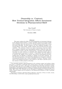 Ownership vs. Contract: How Vertical Integration Affects Investment Decisions in Pharmaceutical R&amp;D