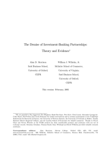 The Demise of Investment-Banking Partnerships: Theory and Evidence