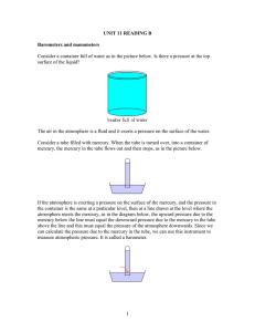 Consider a container full of water as in the picture... surface of the liquid? UNIT 11 READING B