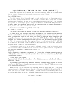 Logic Midterm, CSC173, 28 Oct. 2008 (with FFQ)