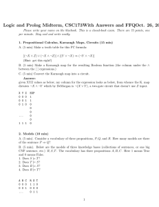 Logic and Prolog Midterm, CSC173With Answers and FFQOct. 26, 2010