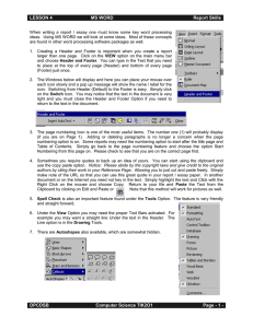 LESSON 4 MS WORD Report Skills