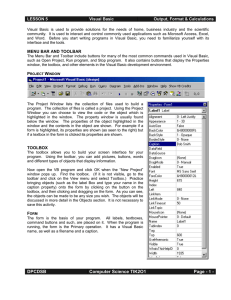 LESSON 5 Visual Basic Output, Format &amp; Calculations