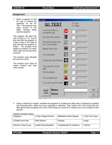 LESSON 10 Visual Basic Culminating Assessment 1