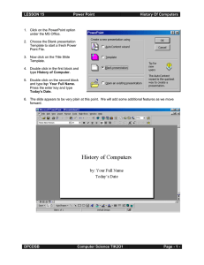 LESSON 15 Power Point History Of Computers