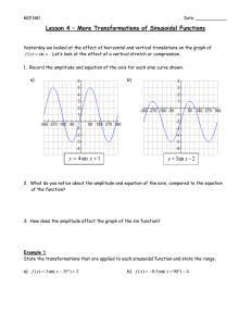 Lesson 4 – More Transformations of Sinusoidal Functions