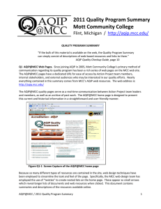 2011 Quality Program Summary Mott Community College