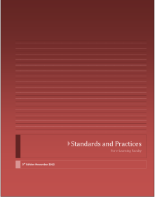  Standards and Practices For e-Learning Faculty