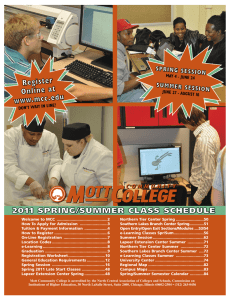 Register Online at www.mcc.edu 2011 SPRING/SUMMER CLASS SCHEDULE