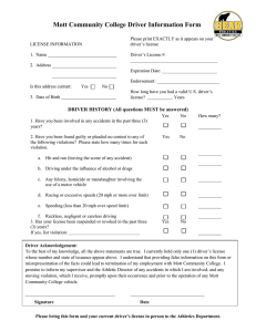 Mott Community College Driver Information Form