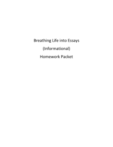 Breathing Life into Essays (Informational) Homework Packet